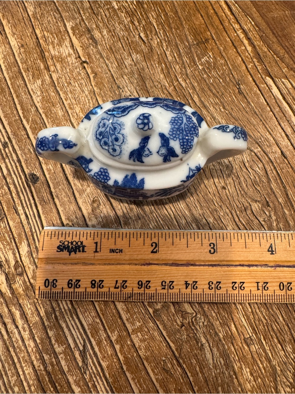 Blue & White Porcelain Mini Sugar Bowl- Floral Pattern